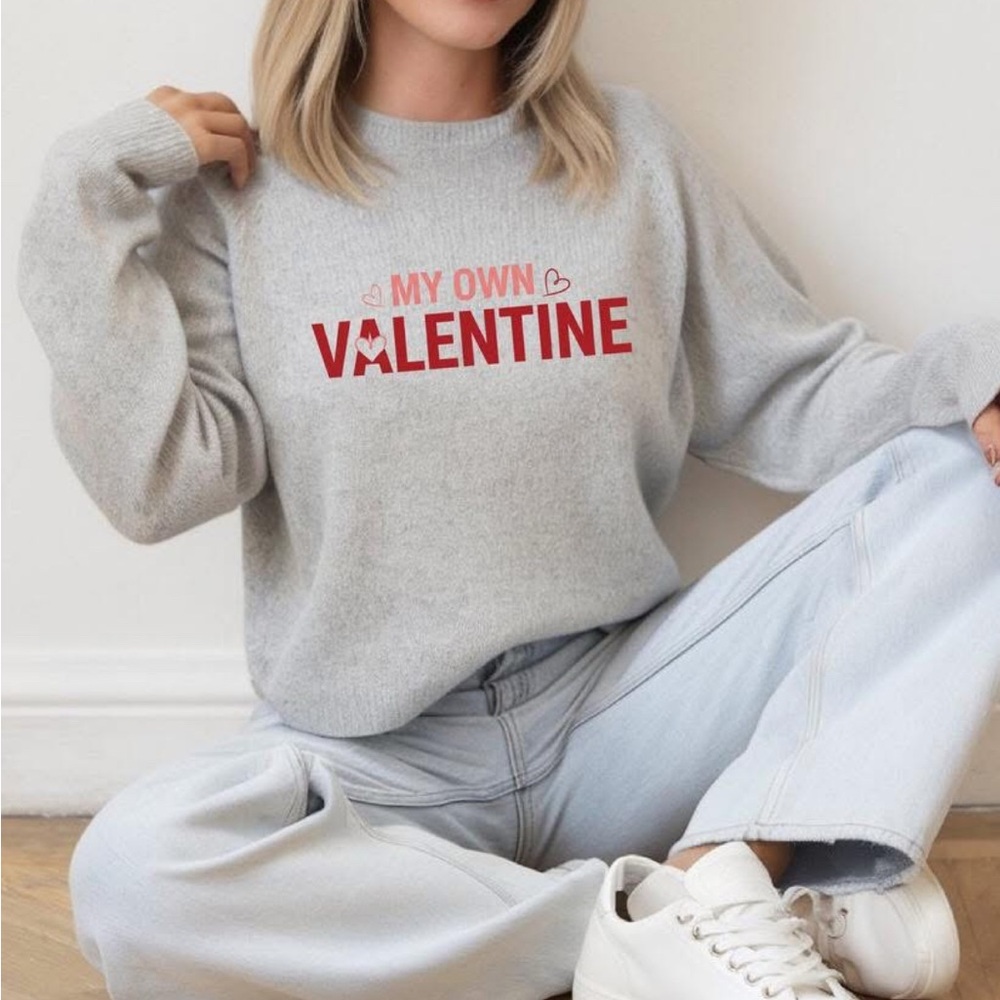 Gray Sweater with Red Print